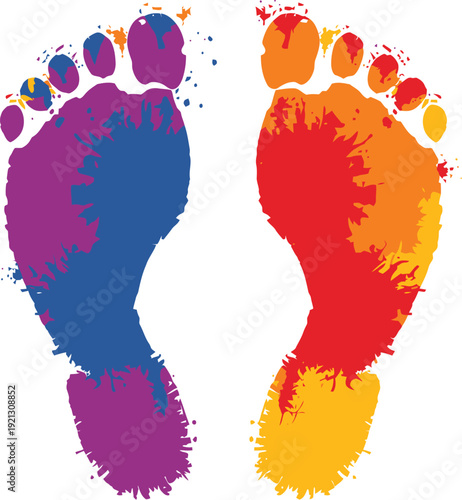 colorful artistic footprints with splattered paint effect symbolizing individuality creativity and vibrant self expression design