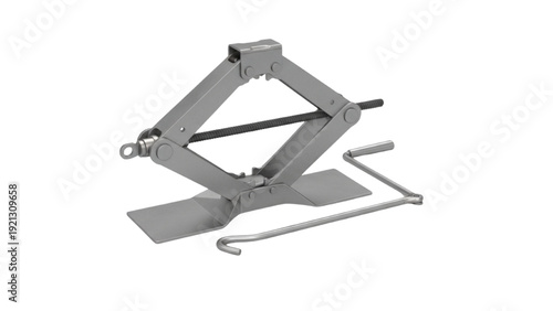 Scissor Jack Mechanical Assembly 3D Technical Illustration on White Background