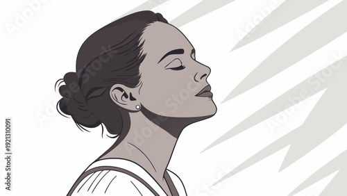 Woman with eyes closed in peaceful contemplation.