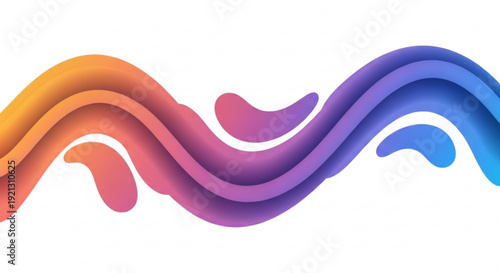 Vibrant gradient wavy lines in orange pink purple and blue hues on white background for design and creativity