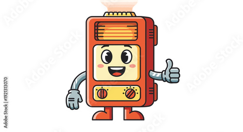 Cartoon Character Retro Radio with Thumbs Up.