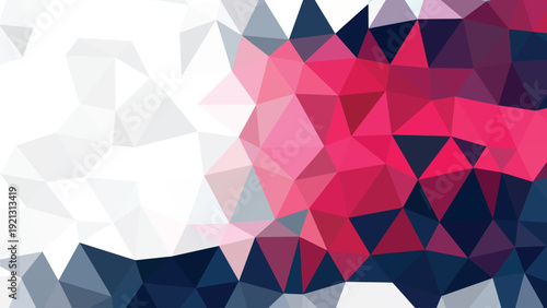 A vibrant geometric pattern with shades of pink, purple, and blue