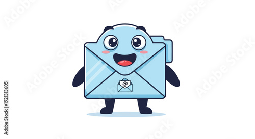 Cartoon Envelope Character with Happy Expression.