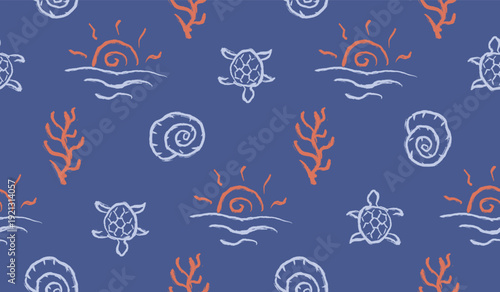 Photography Tropical beach hand drawn pattern