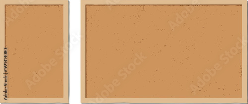 Realistic cork bulletin board set with wooden frame textured background isolated vector collection