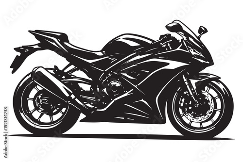 Motorcycle silhouette icon side view, road transport symbol, solid black silhouette, flat vector illustration, isolated on white background