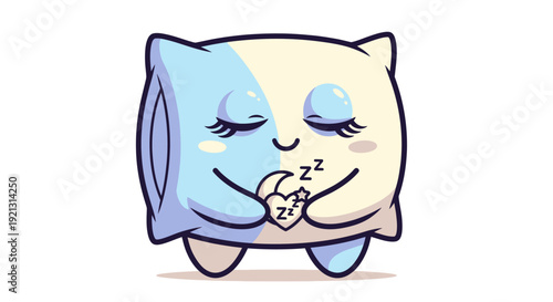 Cartoon Pillow Character Sleeping Peacefully.