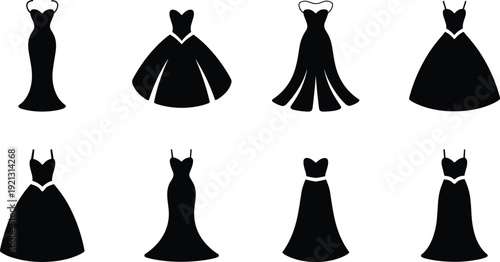 Collection Of Elegant Black Dress Silhouettes fashion