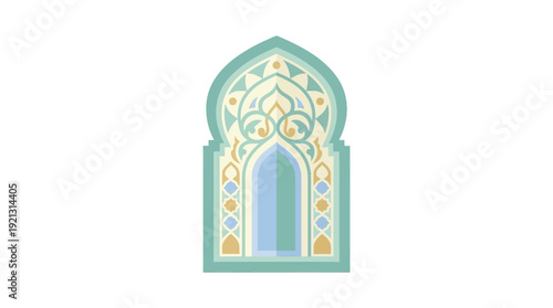 Ornate Islamic Archway with Intricate Geometric Patterns and Floral Motifs.