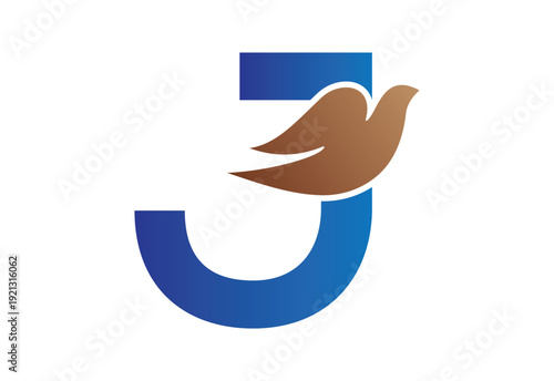Intel latter J dove silhouette logo style illustration