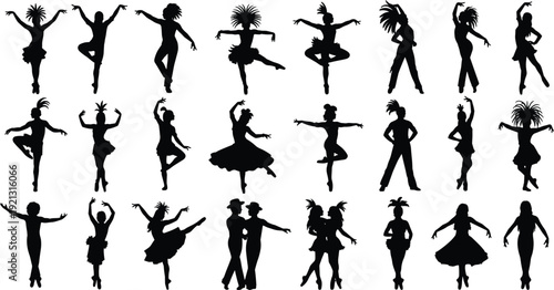 samba, carnival, dancer, silhouette, festival, costume, feather, celebration, dance, performance, party, 
