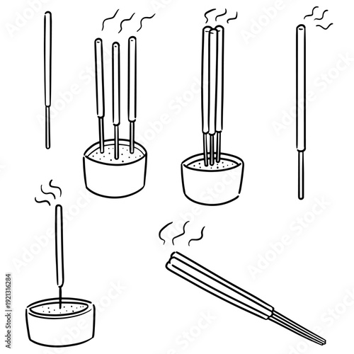 vector set of incense stick