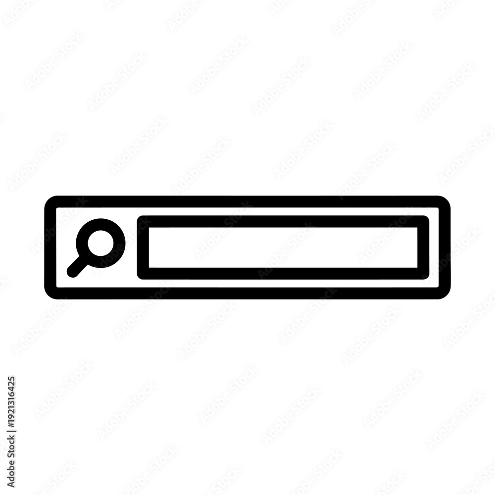 Fototapeta premium Simple search bar icon with a magnifying glass for web and application interfaces