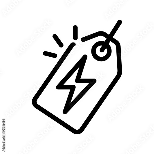 Electrical Tag Icon for Pricing and Energy Deals on a White Background