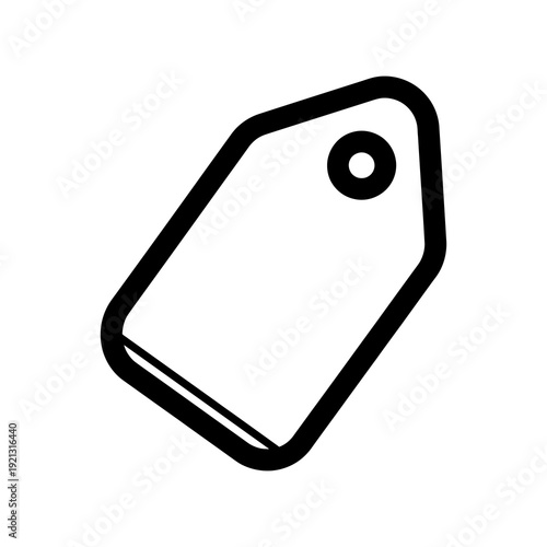 A simple outline illustration of a price tag with a hole for attachment, symbolizing sales, discounts, and retail. This graphic is ideal for e-commerce, marketing, and shopping-related content