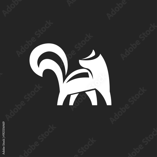 Abstract White Fox Logo Design - Minimalist Animal Silhouette Graphic