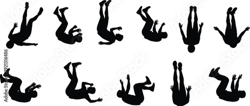 falling, man, silhouette, accident, risk, danger, injury, motion, balance, slip, safety, fall, impact, emergency