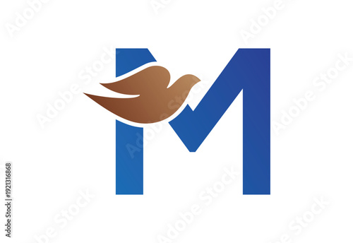 Intel latter M dove silhouette logo style illustration