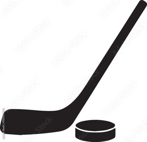 Ice Hockey Stick and Puck Silhouettes