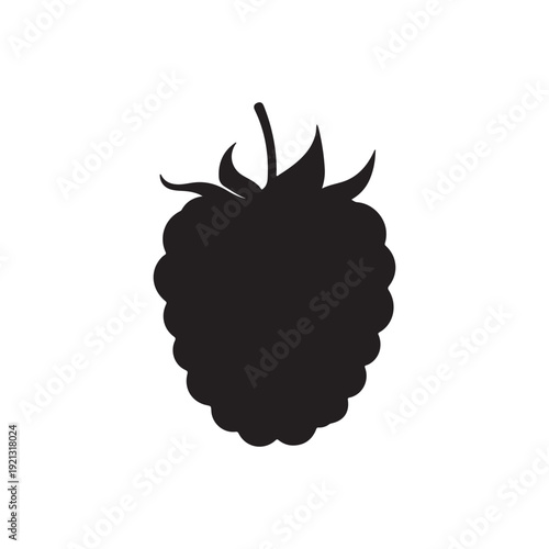 Raspberry vector silhouette isolated on white background.