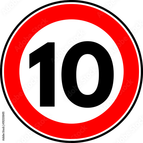 Speed Limit 10 kmh Traffic Sign Vector