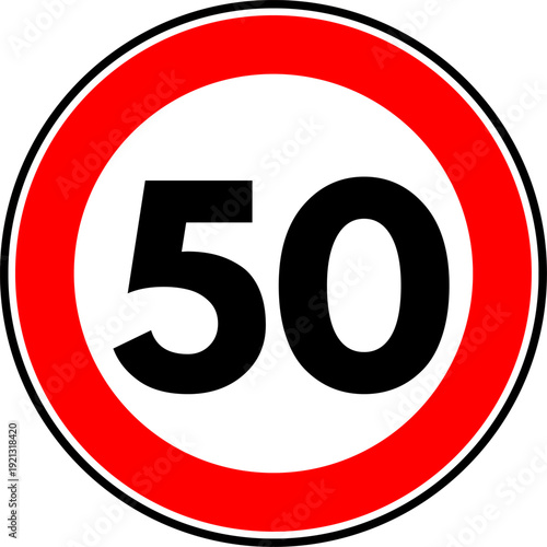 Speed Limit 50 kmh Traffic Sign Vector