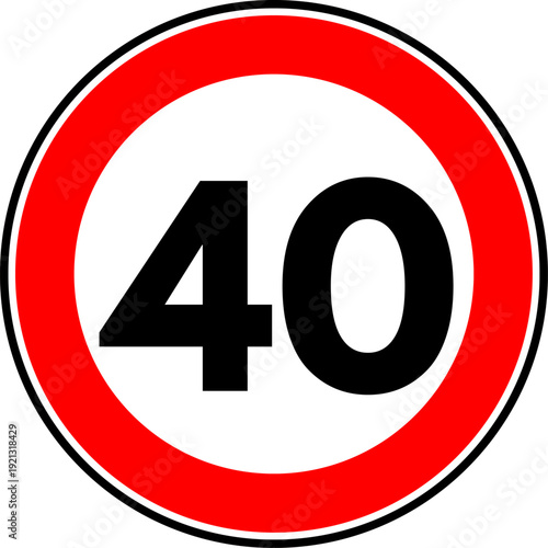 Speed Limit 40 kmh Traffic Sign Vector