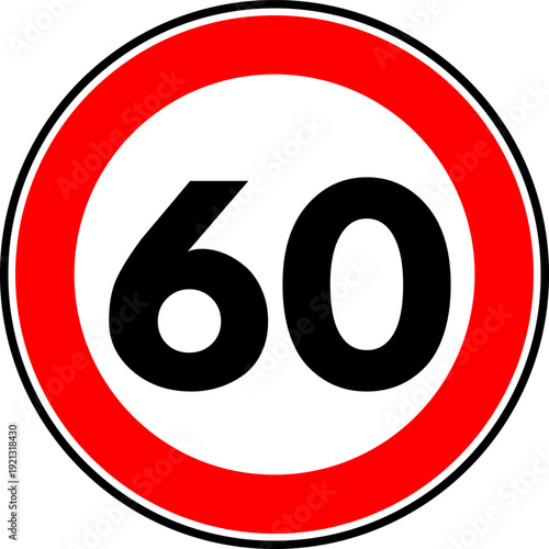 Speed Limit 60 kmh Traffic Sign Vector