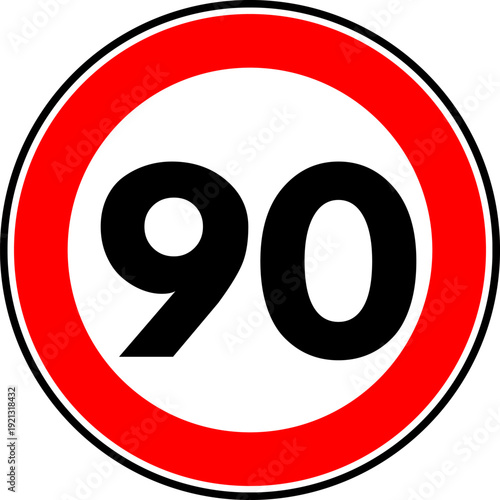 Speed Limit 90 kmh Traffic Sign Vector