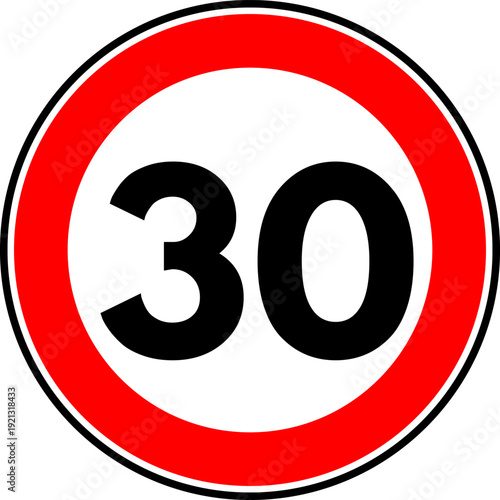 Speed Limit 30 kmh Traffic Sign Vector