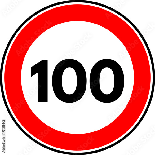 Speed Limit 100 kmh Traffic Sign Vector