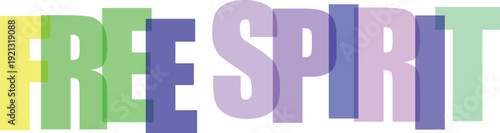 Overlapping translucent letters spell out FRESPIRIT in pastel yellow Colorful text effect