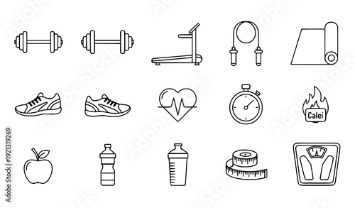 Sport and Fitness Line Icons Set for Mobile Apps and Web UI with Editable Stroke Design