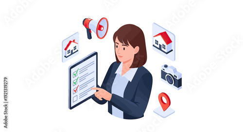 Real Estate Agent Managing Property Listings Online.