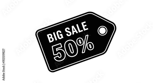 Big Sale 50 Percent Discount Tag Black Promotional Label Design