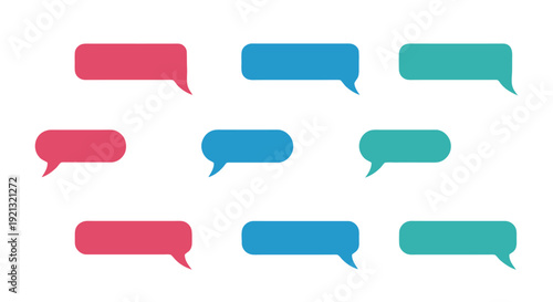 Set of Colorful Speech Bubbles for Messaging and Communication.