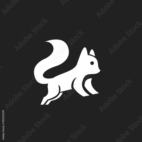 Minimalist Running Squirrel Logo. Modern Graphic Animal Icon Design.