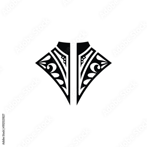 Vintage ornamental neckline vector illustration with intricate floral details, ideal for textile print, wedding design, and decorative artwork.