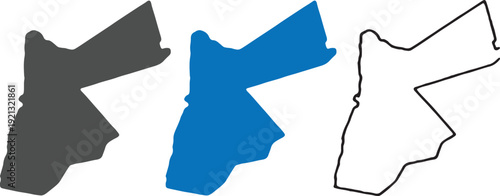 Jordan Detailed Map Silhouette Collection – Vector Outline and Solid Fill Map of the Hashemite Kingdom of Jordan for Geography, Travel, and Infographic Design