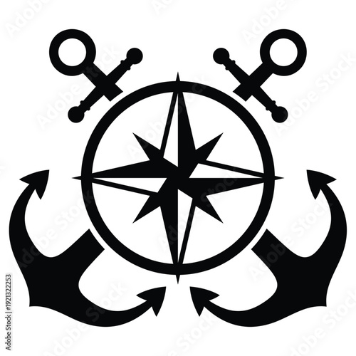 Minimalist Black Anchor Icon – Nautical and Maritime Symbol