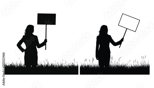 Gender equality business silhouette with protest signs