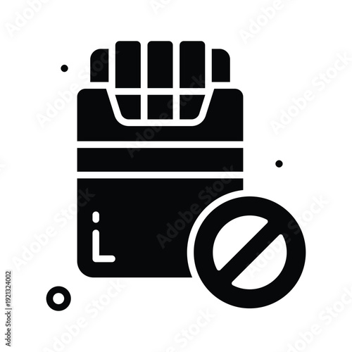 A trendy glyph icon showing no smoking prohibition sign