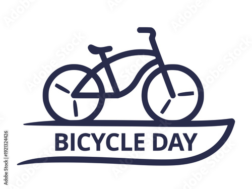 Bicycle Day cruiser bike logo with wordmark on white