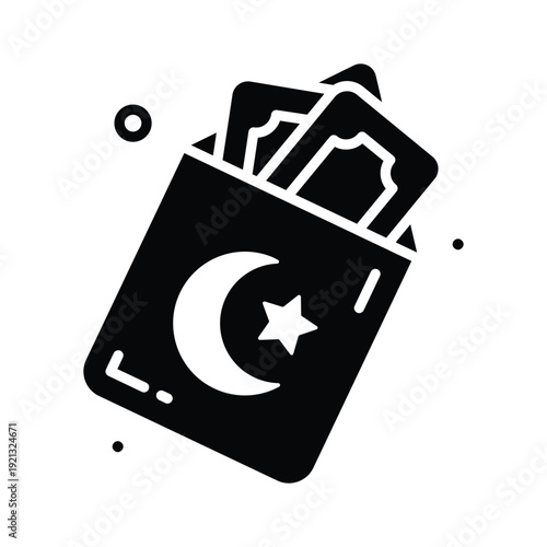 A modern glyph icon representing eidi envelope gift for eid