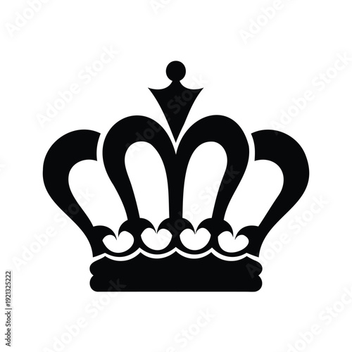 Black crown silhouette vector, royal king and queen crown icons isolated on white background
