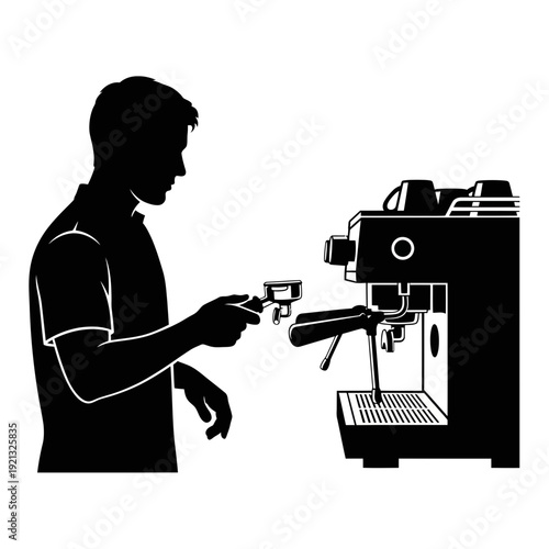 Barista preparing espresso with coffee machine