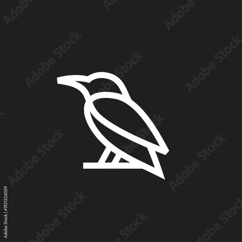 Minimalist Line Art Bird Logo Design on Black Background