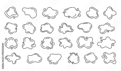 Simple Amoeba Blob Outline Vector Collection Abstract Liquid Bubble Shapes Isolated