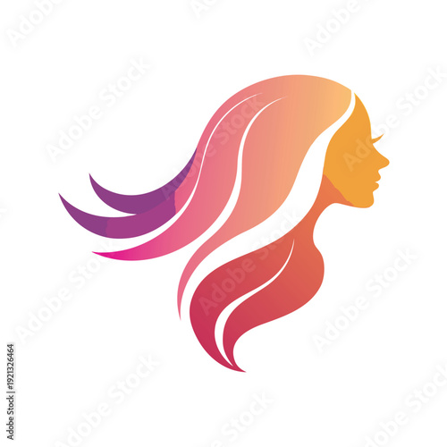 Elegant Woman Silhouette with Flowing Hair, Representing Beauty and Style