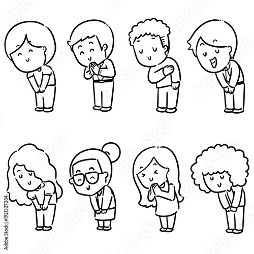 vector set of people feeling thankful